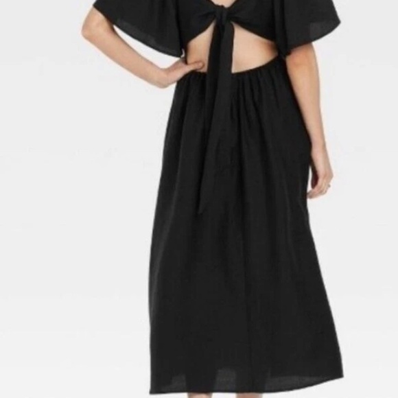 Sundress Black Smocked A-Line Midi Skirt - Picture 3 of 6